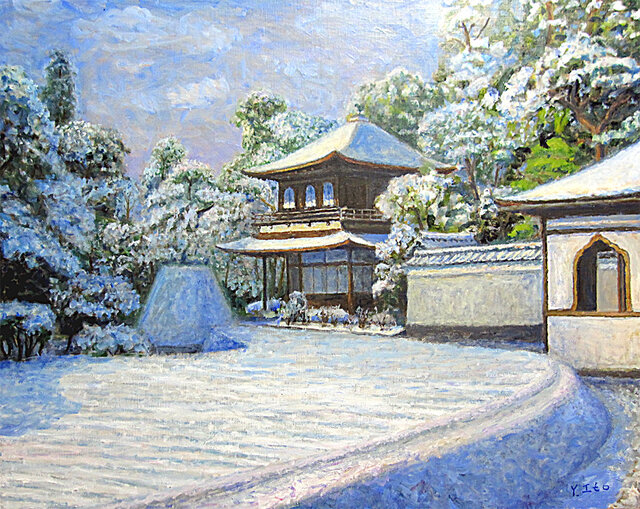 雪の銀閣寺の画像1枚目