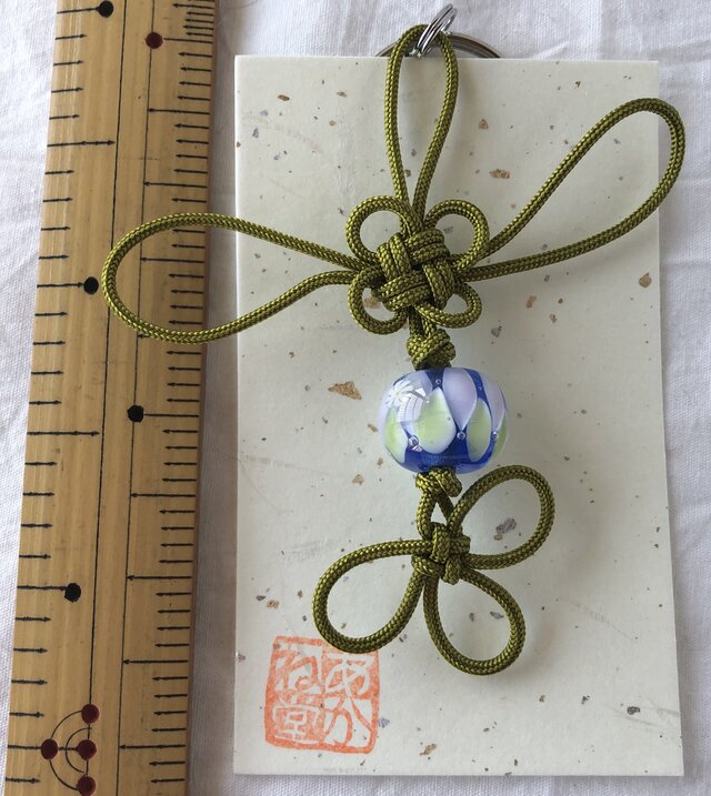 バッグチャーム とんぼ玉吉祥結び(紫陽花玉)14の画像1枚目