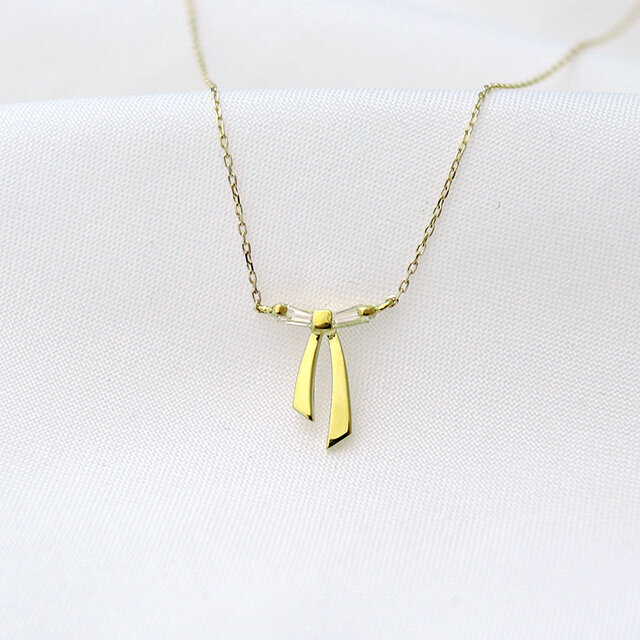 Sale!! 結 リボンネックレス K18/K10の画像1枚目