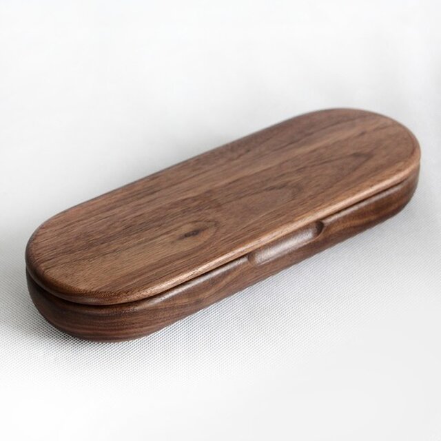 受注生産 職人手作り 木製筆箱 小物入れ おしゃれ モダン ウォールナット デザイン ダークブラウンの画像1枚目