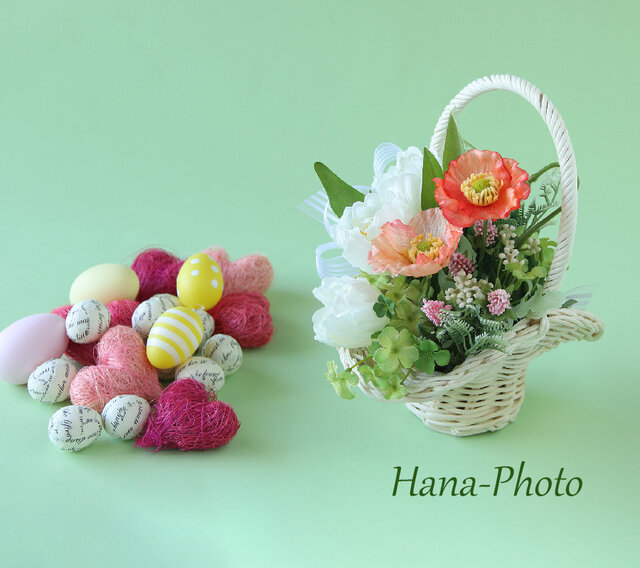 ボンネット型がお洒落な春の野原の花かご (184)の画像1枚目