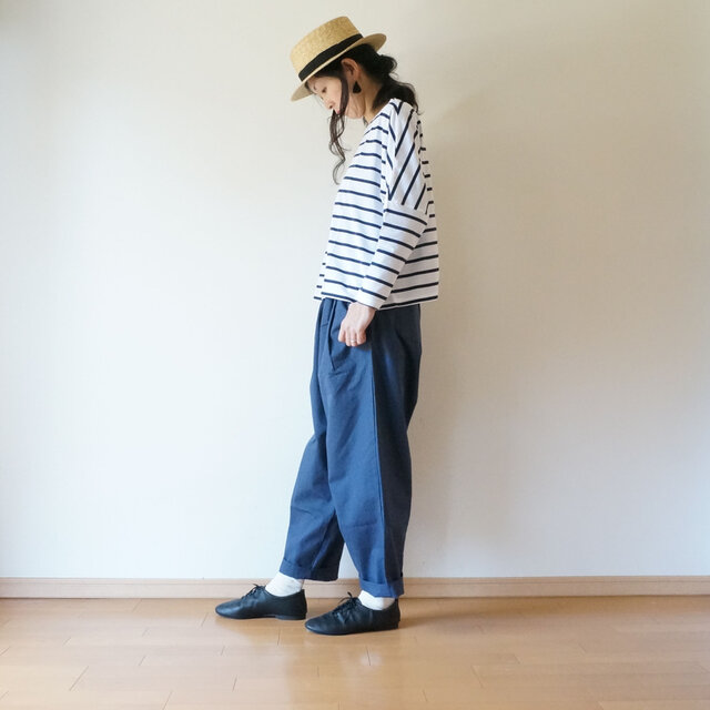 Cotton border wide cut-sew LADY'S OFF/Wの画像1枚目