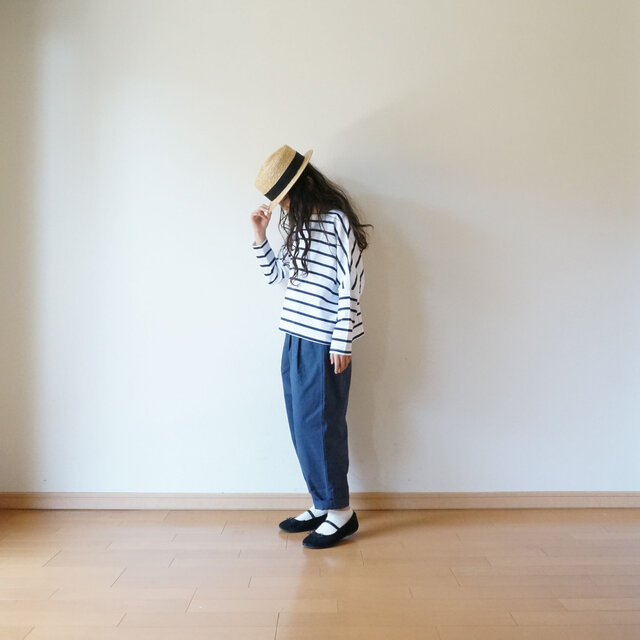 Cotton border wide cut-sew 110,130sizeの画像1枚目