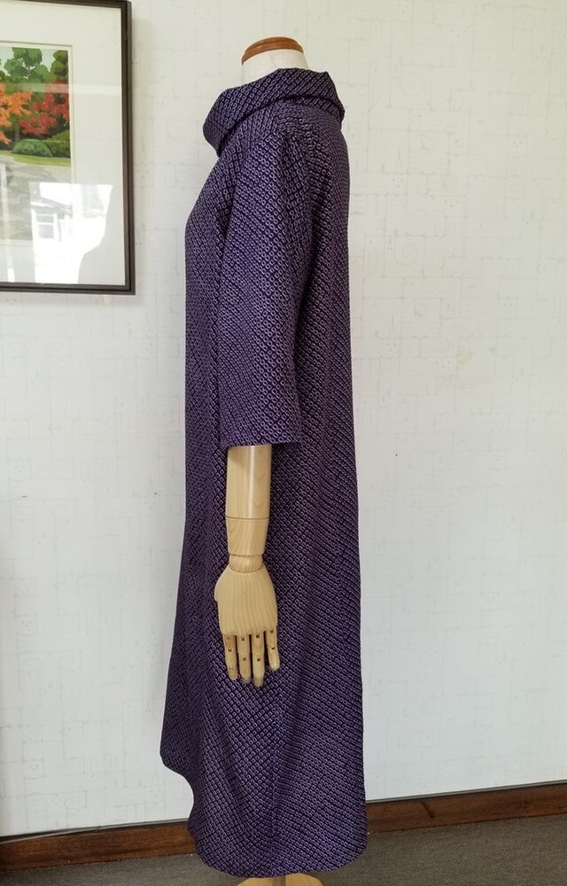 着物リメイクワンピース♪94♪総絞り♪122cm 本総絞り着物リメイク ロールカラーワンピース | iichi 日々の