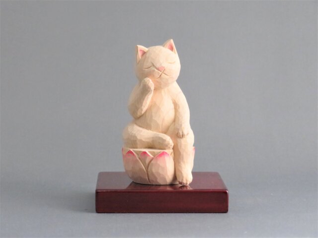 木彫り 弥勒猫 猫仏1912の画像1枚目