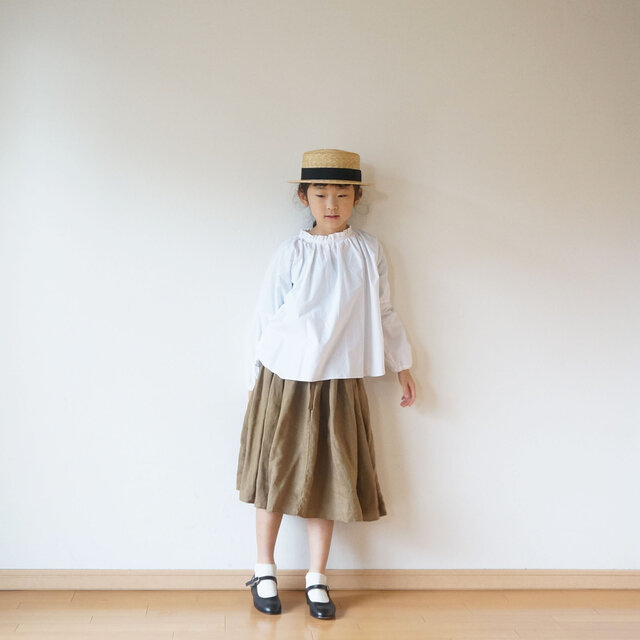 Linen waist gather skirt 1(80cm~),2(100cm~)sizeの画像1枚目