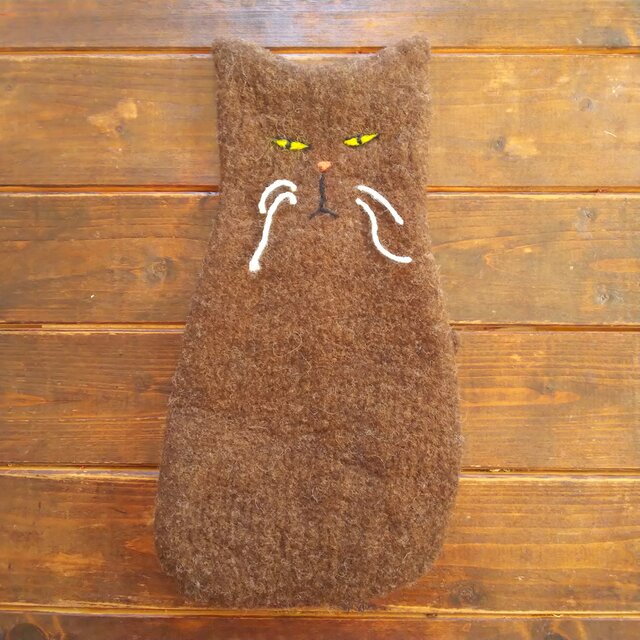 猫ポーチ(焦げ茶)の画像1枚目