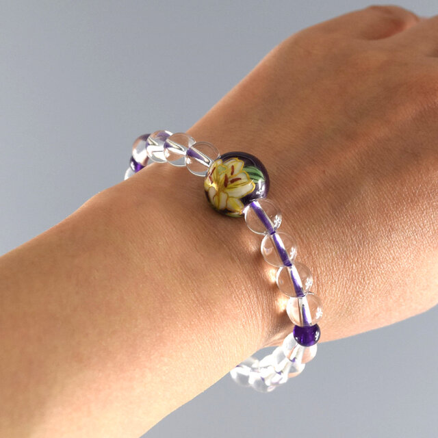 腕輪 ブレスレット 特選京焼・清水焼 本水晶 京都 百合 UDA96 | iichi