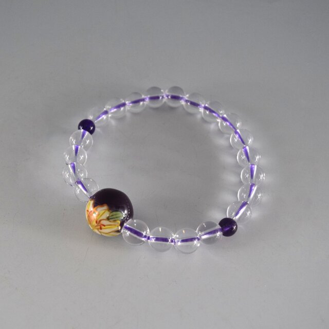 腕輪 ブレスレット 特選京焼・清水焼 本水晶 京都 百合 UDA96 | iichi