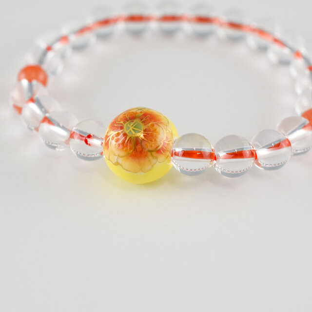 腕輪 ブレスレット 特選京焼・清水焼 本水晶 京都 ポピー UDA96