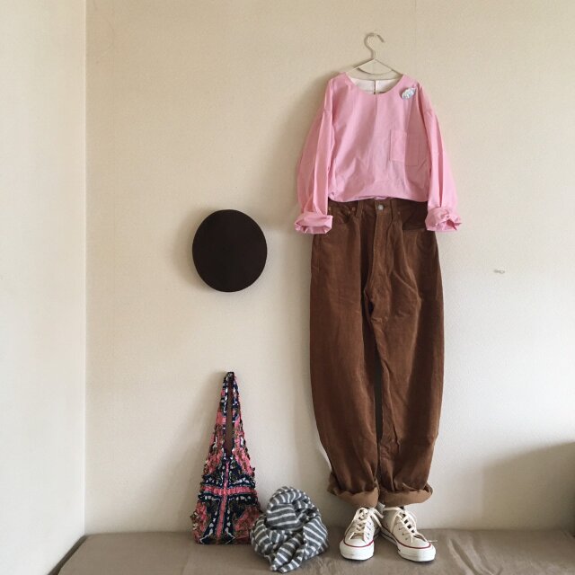 コットン100シンプルブラウス(ピンク)の画像1枚目