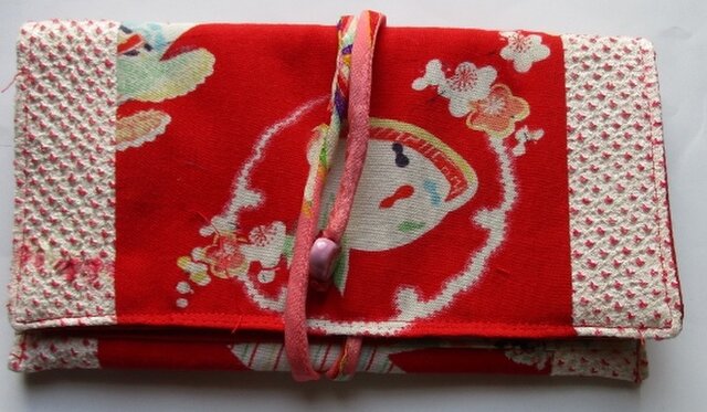 送料無料 絞りと女の子の着物で作った和風財布・ポーチ 4206の画像1枚目