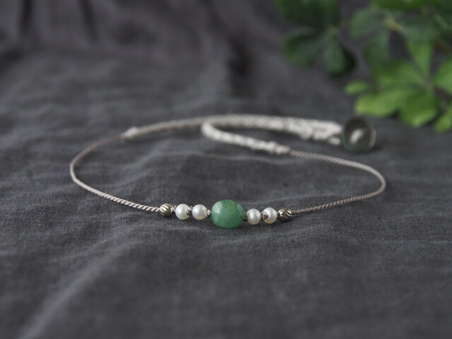 Fresh Green Short Necklace(エメラルド×淡水パール)の画像1枚目