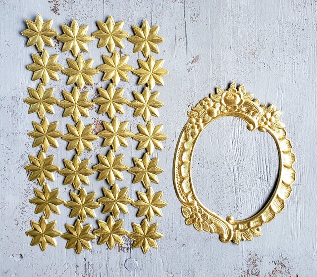 germany embosspaper frame(gold)&star Setの画像1枚目