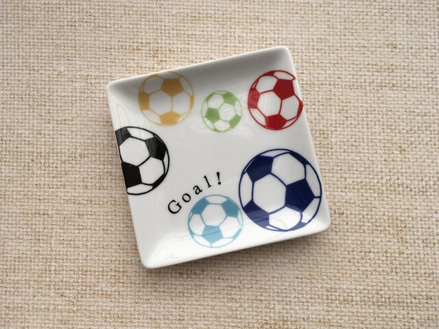 名入れ可!サッカー ミニスクエアプレートの画像1枚目