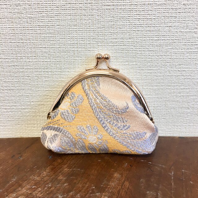 セール価格★柄が可愛い❤️ゴブラン織りがま口ポーチ(小) イエローの画像1枚目