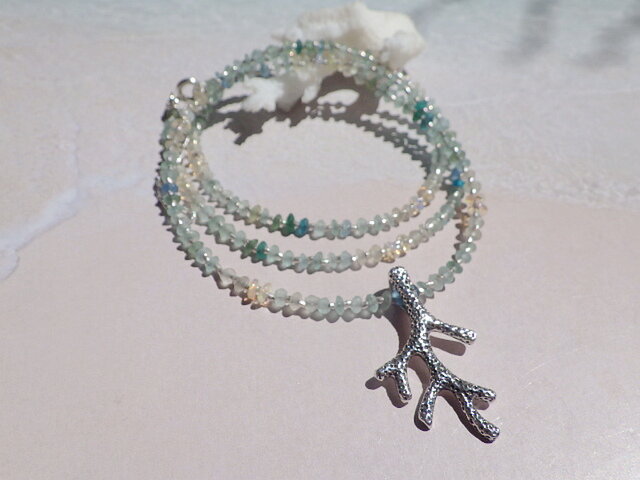 *sv925* 3WAY!Ocean Romanglass Necklace コーラルリーフ&ローマングラスの画像1枚目