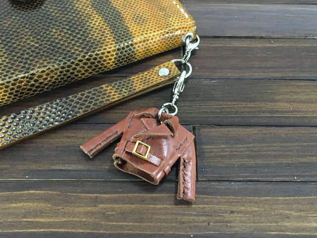 超小さい!本革製親指ライダースジャケット【茶】の画像1枚目