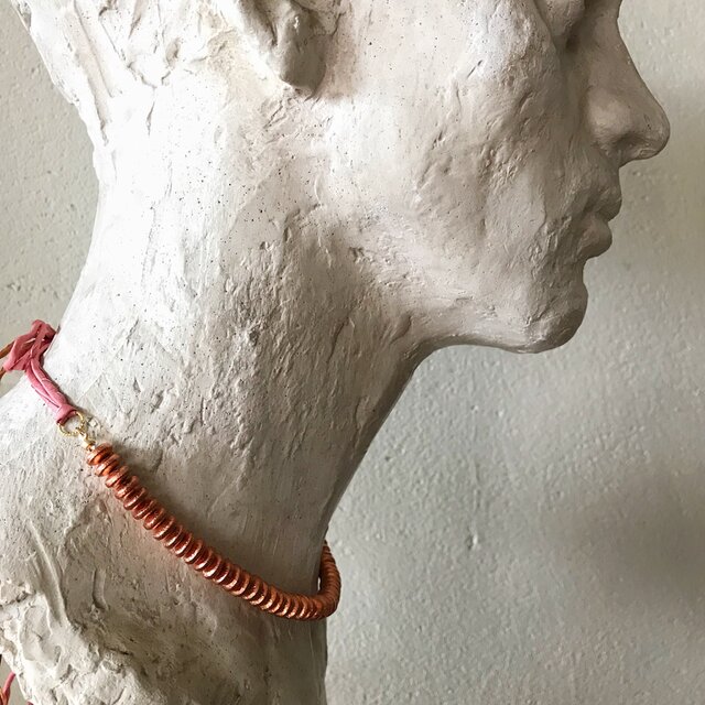 copper beads necklace (copper rondel)の画像1枚目