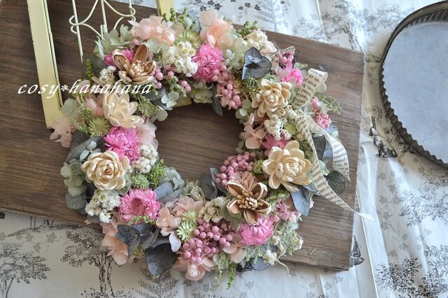 【母の日2019】イングリッシュガーデン*ローズwreathの画像1枚目