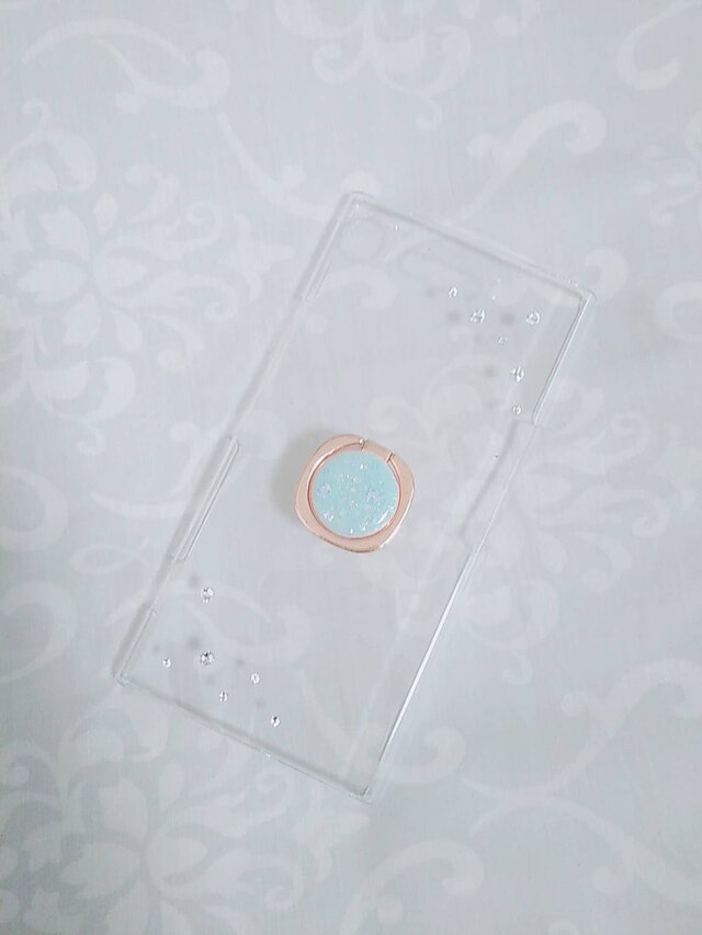 ミントグリーンホログラムリング付きスマホケース(全機種対応)の画像1枚目