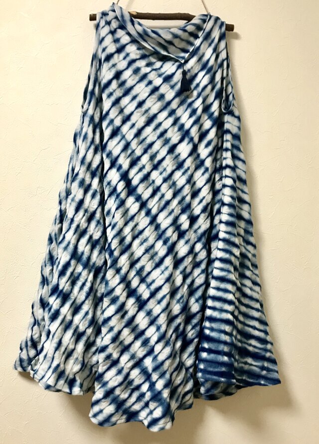 藍染 コットンワッフル チュニックの画像1枚目