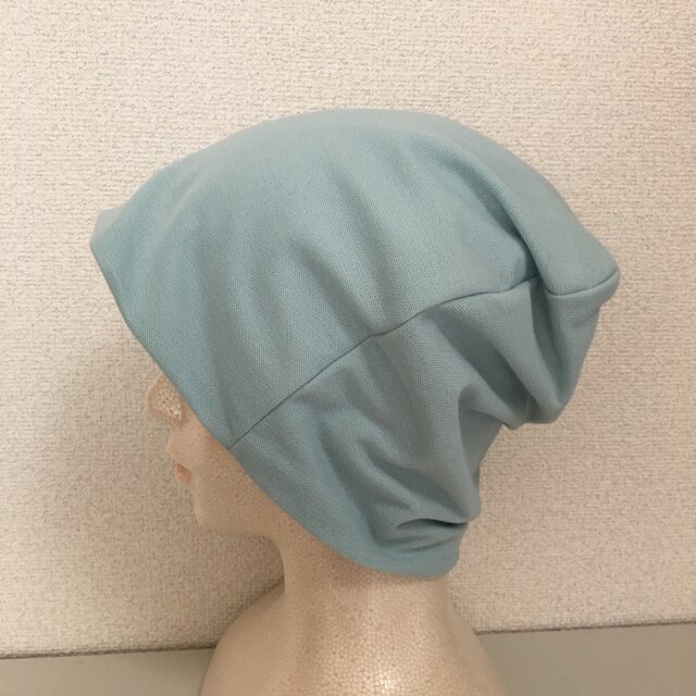 カットソー素材の帽子 アクアブルーの画像1枚目