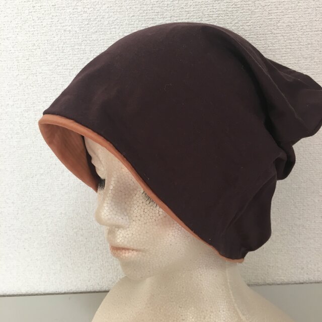カットソー素材の帽子 ブラウンの画像1枚目