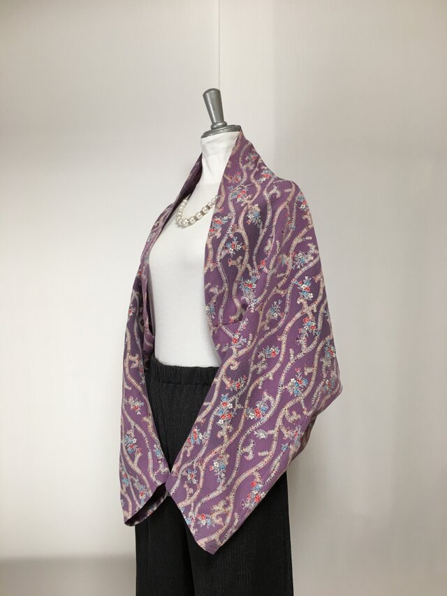 正絹反物 マーガレット ストール 長袖 羽織りもの 着物リメイク（16