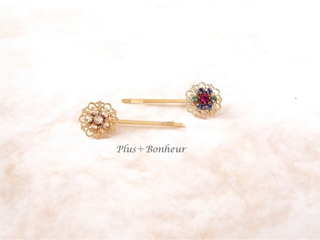 SOLD OUT◆スワロフスキーのピン止め☆2個セット◆の画像1枚目