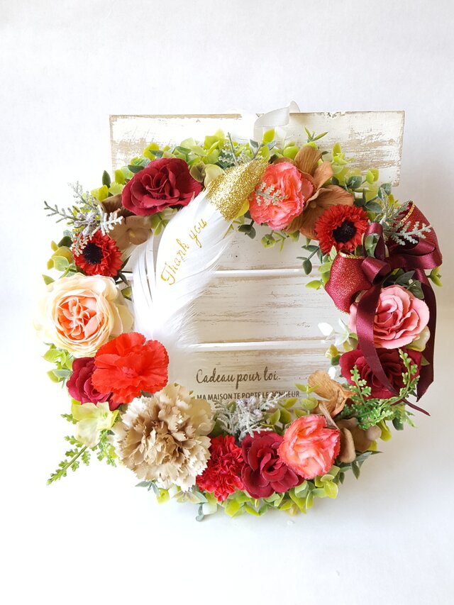 mothers day♡*2019母の日】*Flowerリース*(M25㎝) カーネーション(RED )*の画像1枚目