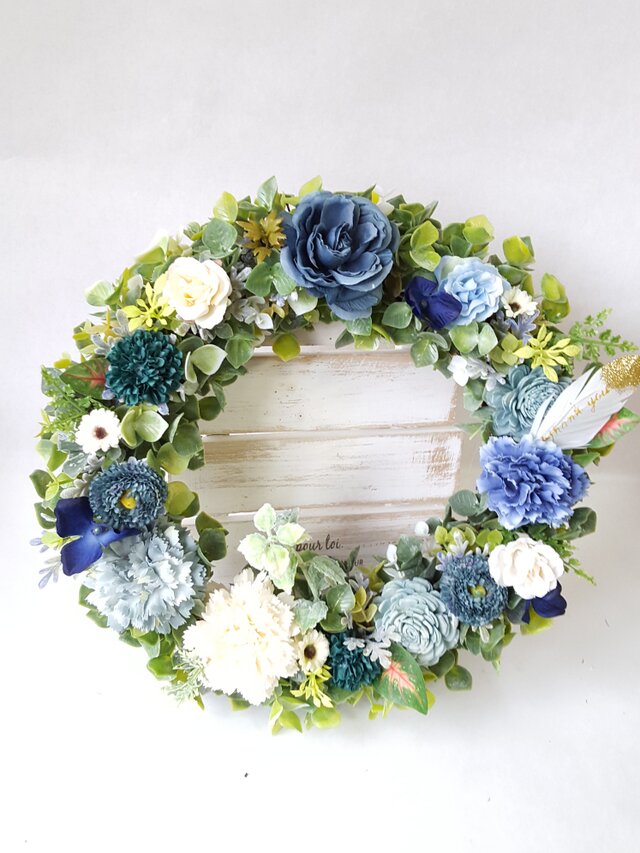 mothers day♡*2019母の日】*Flowerリース*(L30㎝) カーネーション(Blue-)*の画像1枚目