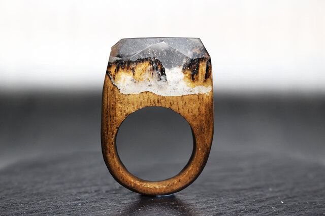 【送料無料】Rock Cliff ~Resin Wood Ring~の画像1枚目