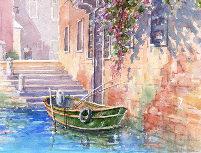 水彩画原画　ヴェネツィア・ゴンドラ　＃596 水彩画原画 ヴェネツィア・ゴンドラ ＃596