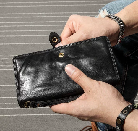 二つ折り長財布 復古 小銭入れあり 本牛革 レディース メンズの画像1枚目