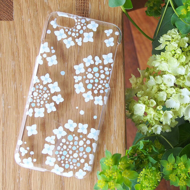 ＜Androidハード＞クリアスマホケース【紫陽花＊アナベル】