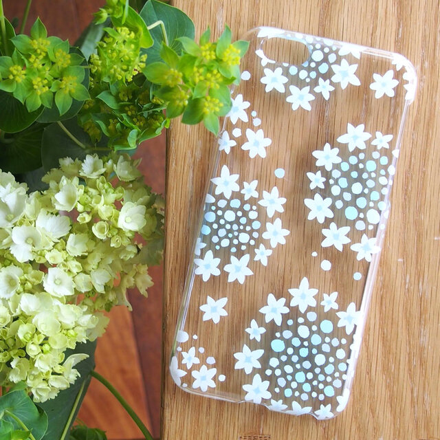 ＜Androidハード＞クリアスマホケース【紫陽花＊スター】