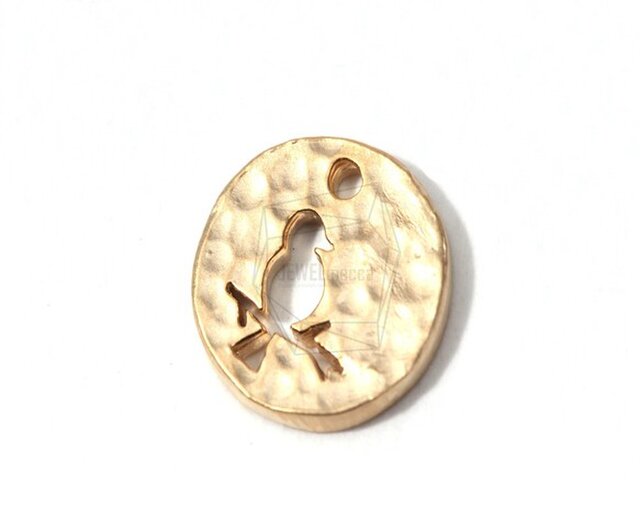 PDT-066-MG【4個入り】バードラウンドペンダント,Plated Bird Round pendantの画像1枚目