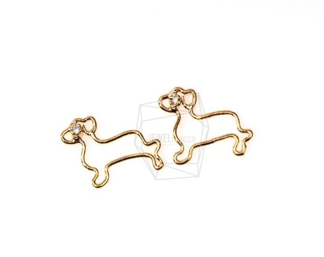 PDT-165-G【4個入り】キュービックジルコニア犬のペンダント,CZ mini dog Pendantの画像1枚目