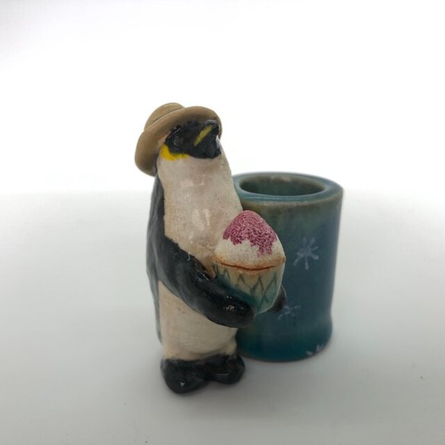 陶のスタンド ペンギン氷 Iichi ハンドメイド クラフト作品 手仕事品の通販