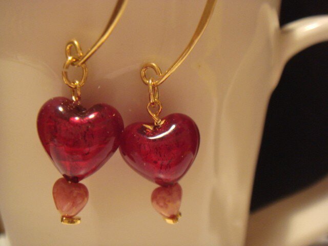Heart of glass earring(wine red)の画像1枚目