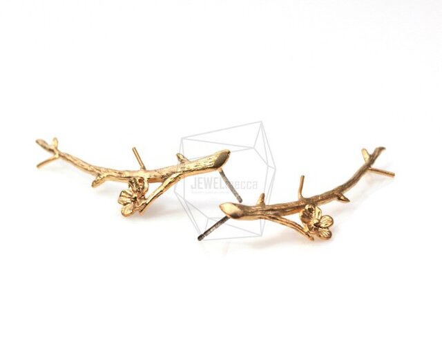 ERG-031-MG【4個入り】フラワーブランチピアス,Flower Branch Ear Postの画像1枚目