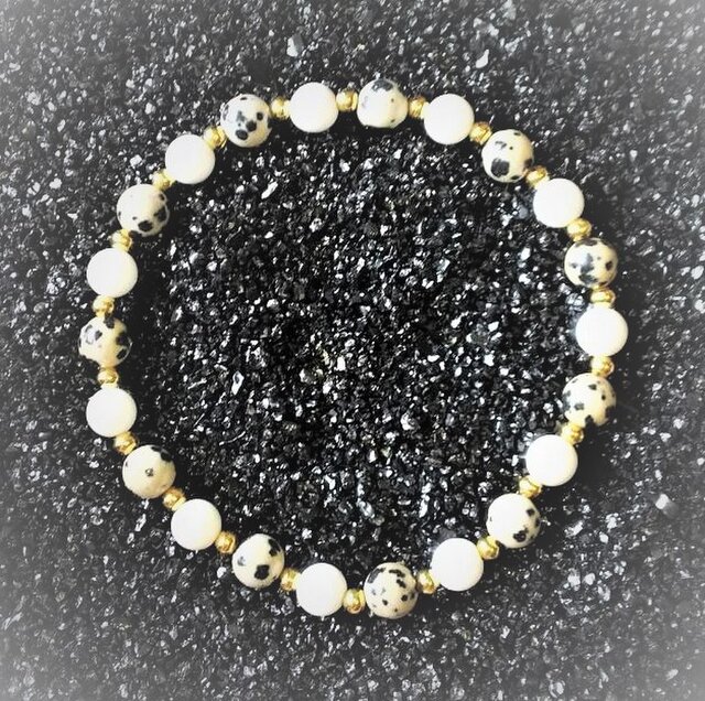 ヒステリックグラマー オニキスとホワイトストーンのブレスレット