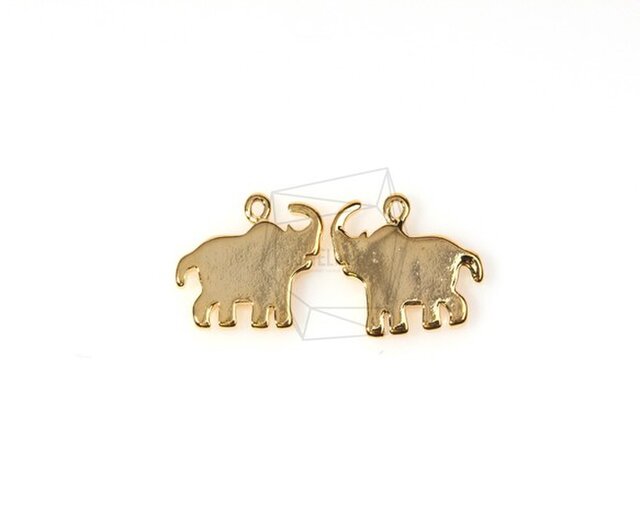 PDT-287-G【2個入り】フラットエレファントシャドウペンダント,Flat Elephant Shadowの画像1枚目