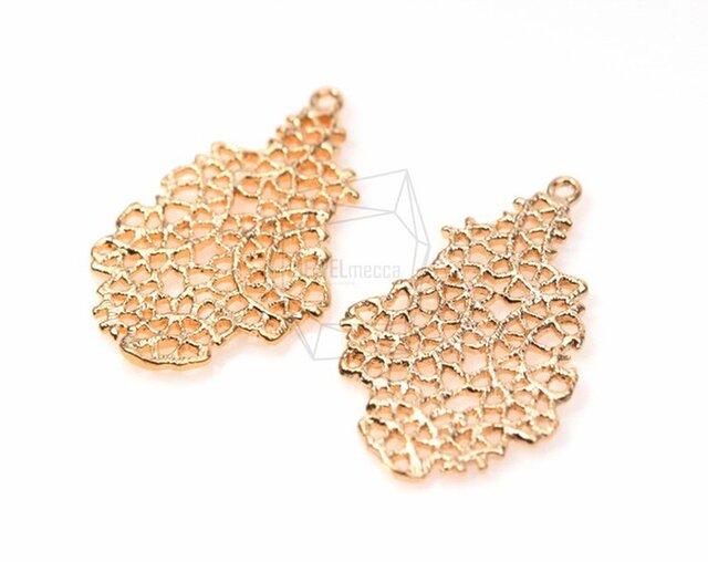 PDT-356-MG【2個入り】レースティアドロップペンダント,lace teardrop Pendantの画像1枚目