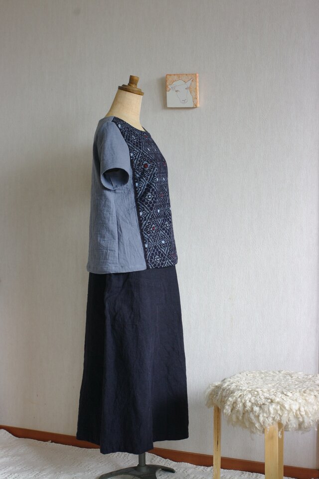 久留米絣とガーゼのTシャツ（菱形模様） | iichi 日々の暮らしを 