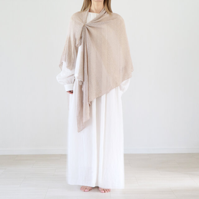 ◆リングパーツをプレゼント◆ラスト1点◆Norma[ノルマ] ボーダーラメ・ベーシックストール/ヌード・ベージュxゴールド・ラメ