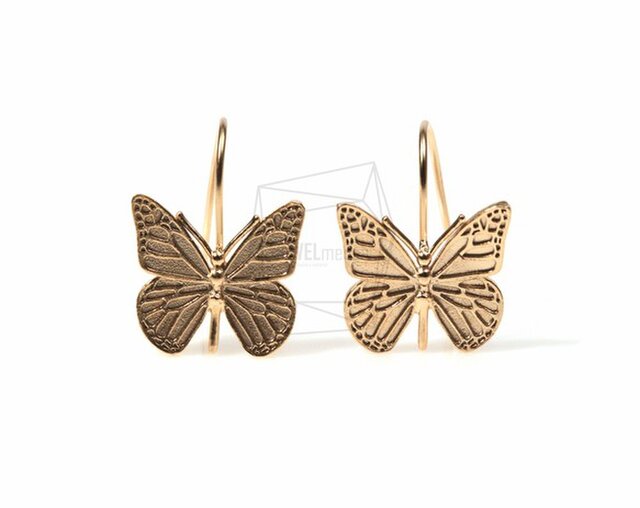 ERG-072-MG【4個入り】バタフライピアス,butterfly Ear wire/ 12mx 15mmの画像1枚目