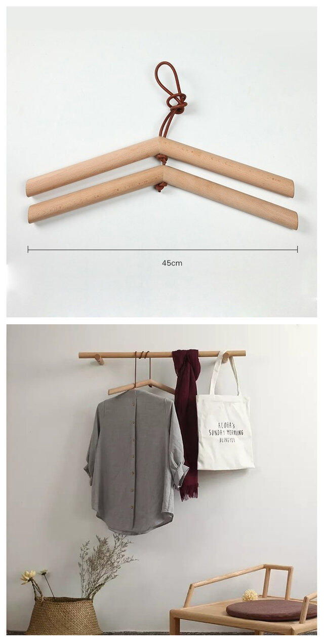 受注生産 職人手作り ウッドハンガー おしゃれ 北欧 モダン シンプル レザー ウッド 木工 シンプル 木製 雑貨 Iichi ハンドメイド クラフト作品 手仕事品の通販