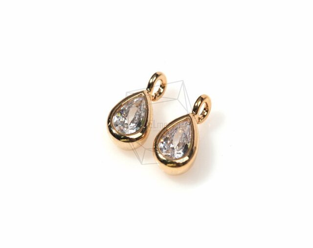 PDT-428-G【4個入り】キュービックジルコニアクリアミニドロップ, CZ Clear mini dropの画像1枚目